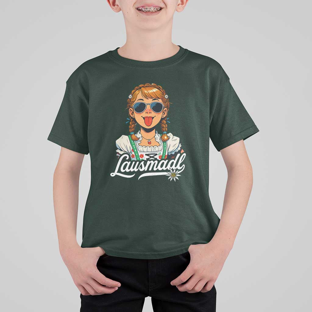 Funny Lausmadl Oktoberfest T Shirt For Kid Bavarian Girl with Braids Sunnies and Sass - Wonder Print Shop