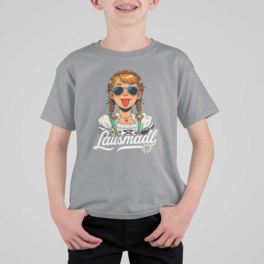 Funny Lausmadl Oktoberfest T Shirt For Kid Bavarian Girl with Braids Sunnies and Sass - Wonder Print Shop