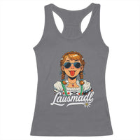 Funny Lausmadl Oktoberfest Racerback Tank Top Bavarian Girl with Braids Sunnies and Sass - Wonder Print Shop