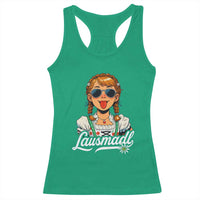 Funny Lausmadl Oktoberfest Racerback Tank Top Bavarian Girl with Braids Sunnies and Sass - Wonder Print Shop