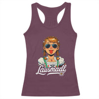 Funny Lausmadl Oktoberfest Racerback Tank Top Bavarian Girl with Braids Sunnies and Sass - Wonder Print Shop