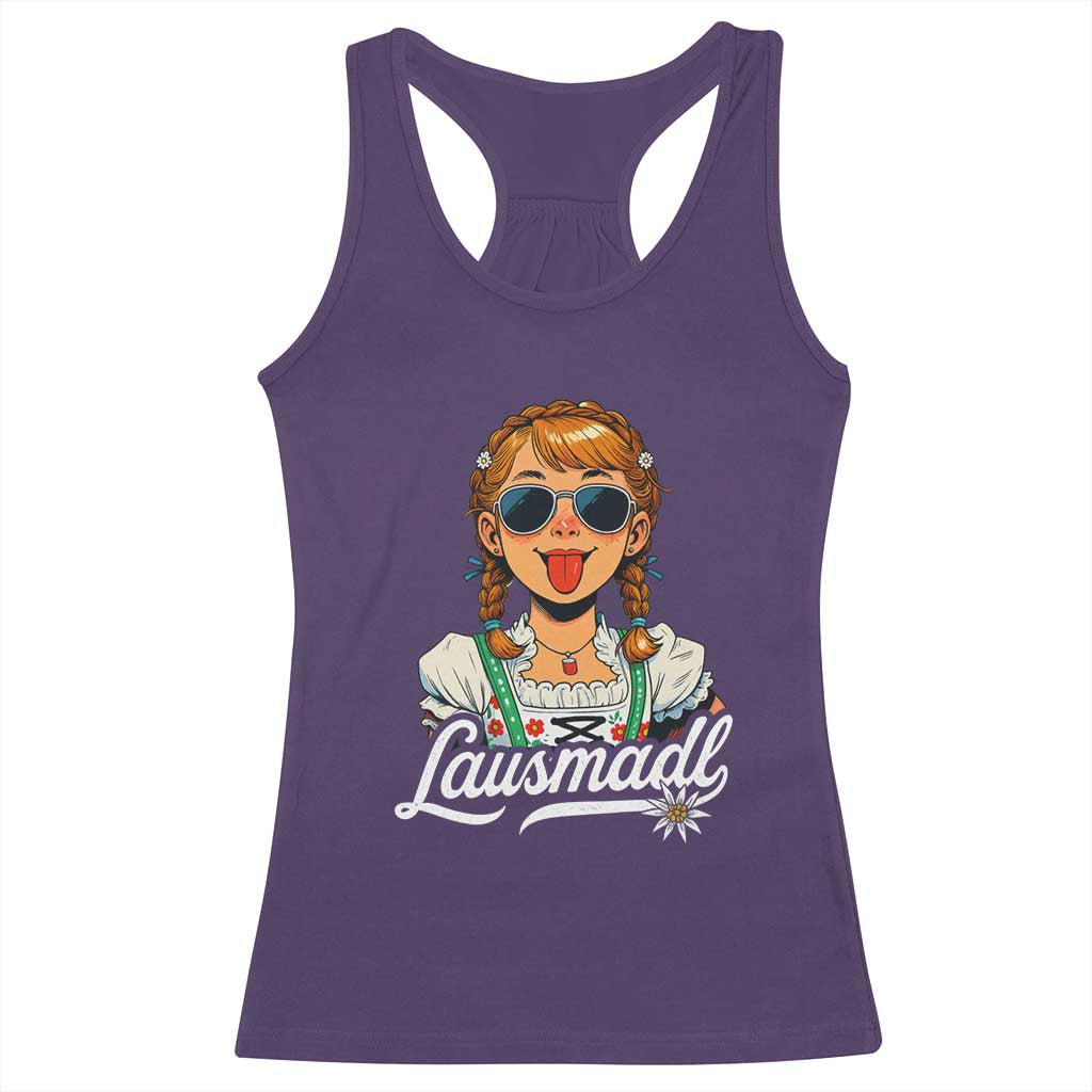 Funny Lausmadl Oktoberfest Racerback Tank Top Bavarian Girl with Braids Sunnies and Sass - Wonder Print Shop
