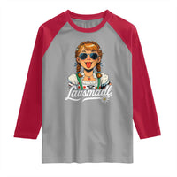 Funny Lausmadl Oktoberfest Raglan Shirt Bavarian Girl with Braids Sunnies and Sass - Wonder Print Shop