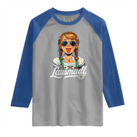 Funny Lausmadl Oktoberfest Raglan Shirt Bavarian Girl with Braids Sunnies and Sass - Wonder Print Shop