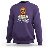 Funny Lausmadl Oktoberfest Sweatshirt Bavarian Girl with Braids Sunnies and Sass - Wonder Print Shop