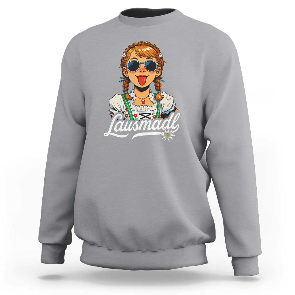 Funny Lausmadl Oktoberfest Sweatshirt Bavarian Girl with Braids Sunnies and Sass - Wonder Print Shop