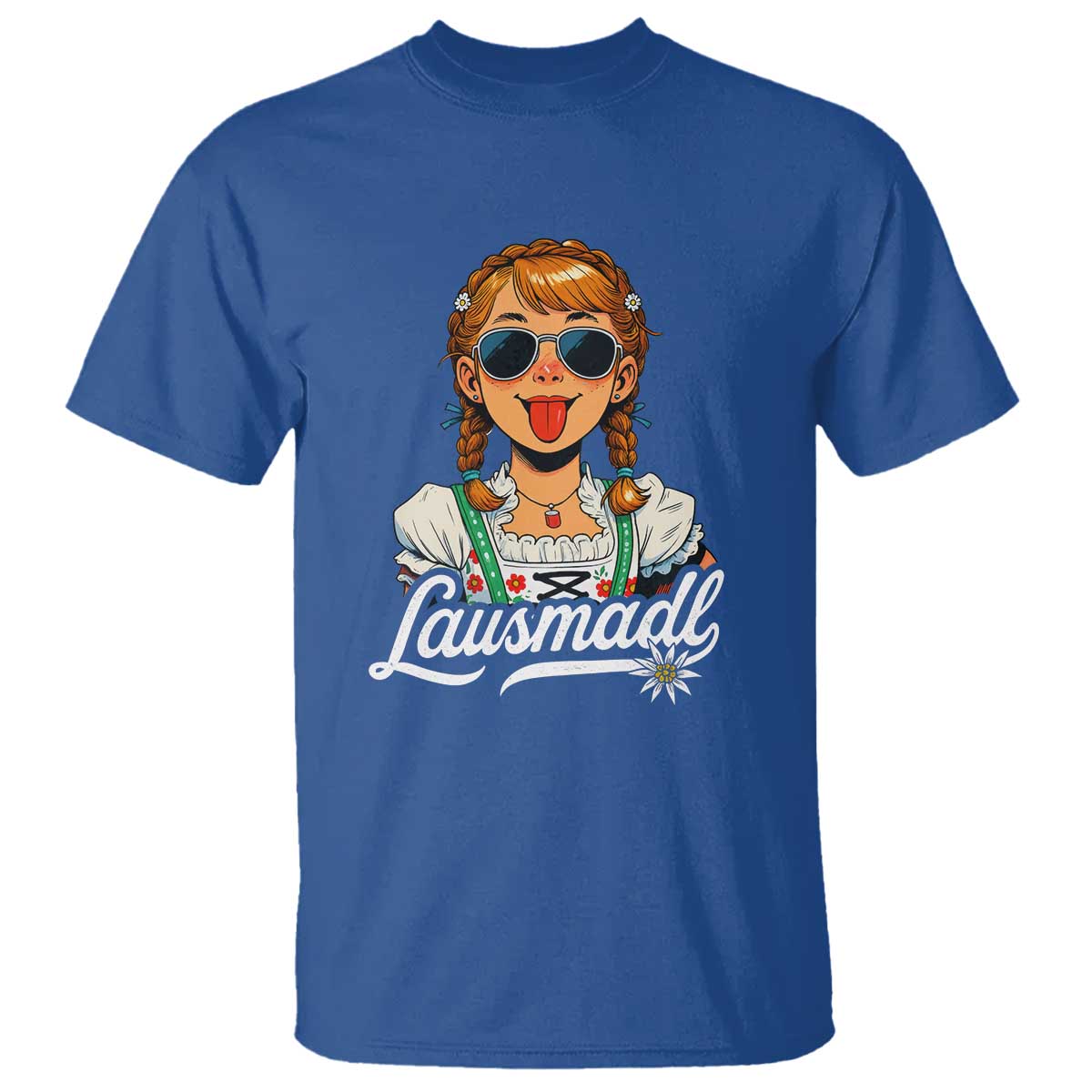 Funny Lausmadl Oktoberfest T Shirt Bavarian Girl with Braids Sunnies and Sass - Wonder Print Shop