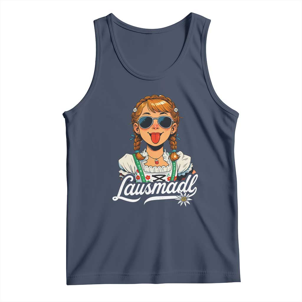 Funny Lausmadl Oktoberfest Tank Top Bavarian Girl with Braids Sunnies and Sass - Wonder Print Shop