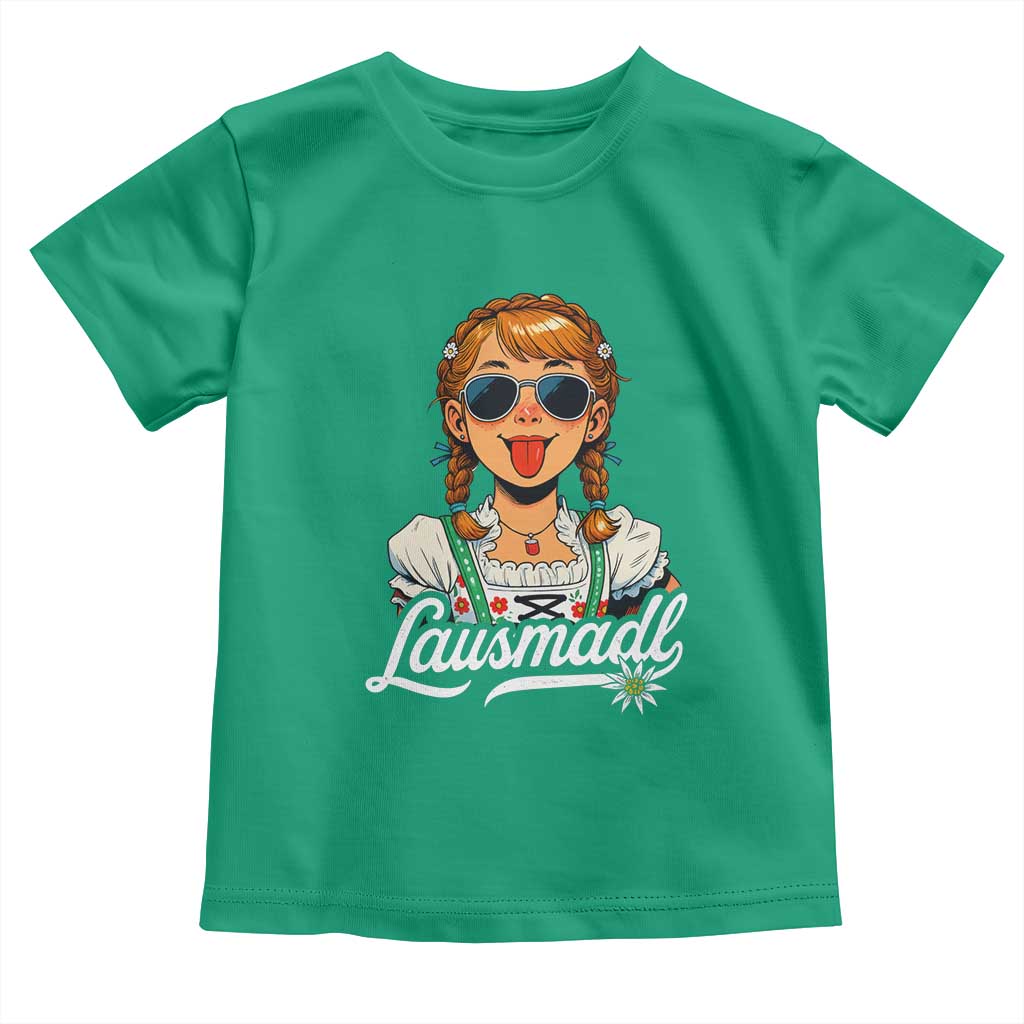 Funny Lausmadl Oktoberfest Toddler T Shirt Bavarian Girl with Braids Sunnies and Sass - Wonder Print Shop
