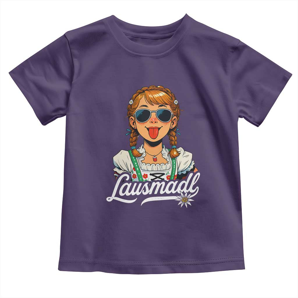 Funny Lausmadl Oktoberfest Toddler T Shirt Bavarian Girl with Braids Sunnies and Sass - Wonder Print Shop