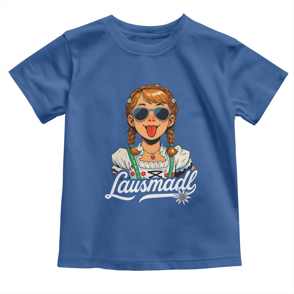 Funny Lausmadl Oktoberfest Toddler T Shirt Bavarian Girl with Braids Sunnies and Sass - Wonder Print Shop