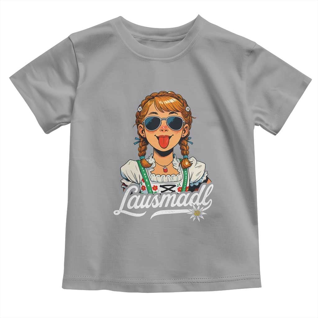 Funny Lausmadl Oktoberfest Toddler T Shirt Bavarian Girl with Braids Sunnies and Sass - Wonder Print Shop