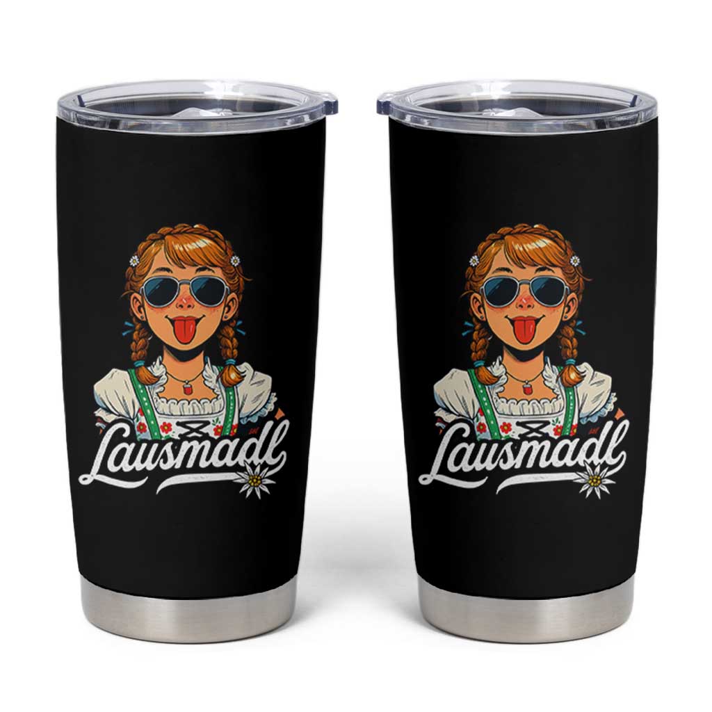 Funny Lausmadl Oktoberfest Tumbler Cup Bavarian Girl with Braids Sunnies and Sass - Wonder Print Shop