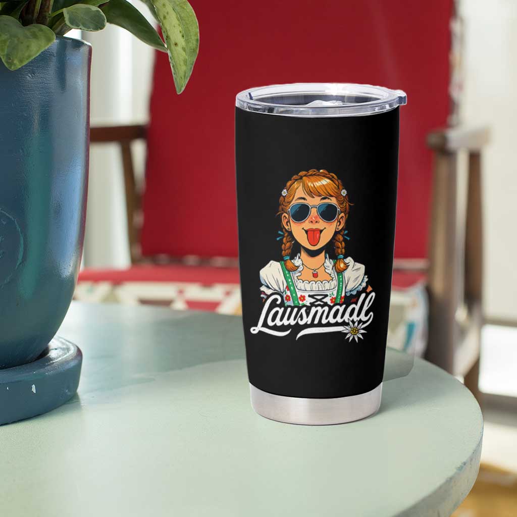 Funny Lausmadl Oktoberfest Tumbler Cup Bavarian Girl with Braids Sunnies and Sass - Wonder Print Shop