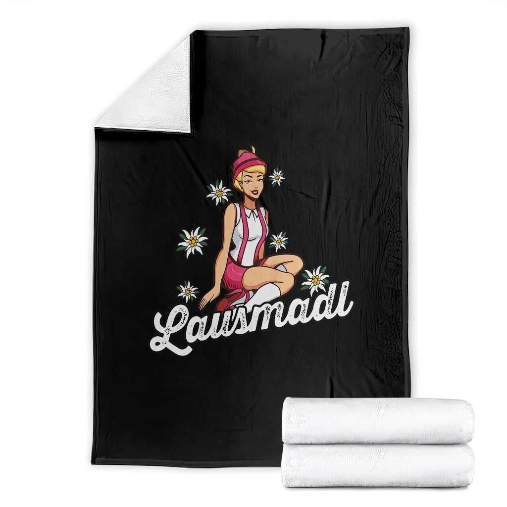 Bavarian Pin Up Girl Lausmadl Throw Blanket Oktoberfest Edelweiss Flowers - Wonder Print Shop