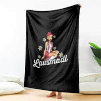 Bavarian Pin Up Girl Lausmadl Throw Blanket Oktoberfest Edelweiss Flowers - Wonder Print Shop