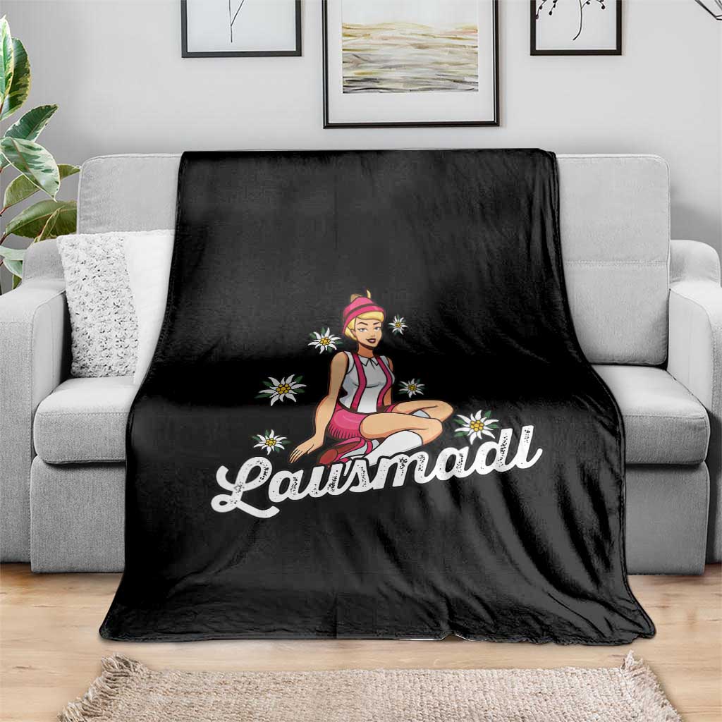 Bavarian Pin Up Girl Lausmadl Throw Blanket Oktoberfest Edelweiss Flowers - Wonder Print Shop