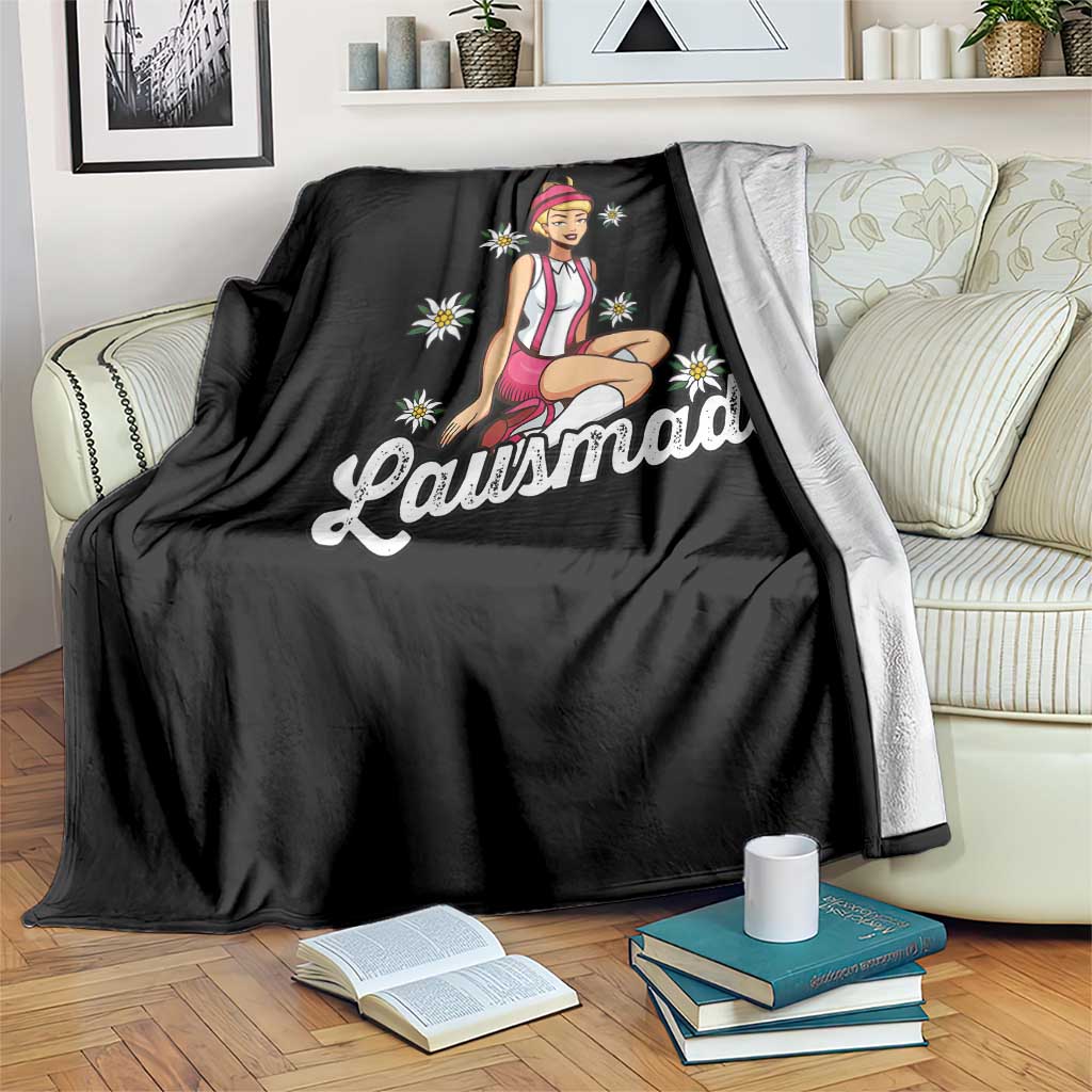 Bavarian Pin Up Girl Lausmadl Throw Blanket Oktoberfest Edelweiss Flowers - Wonder Print Shop