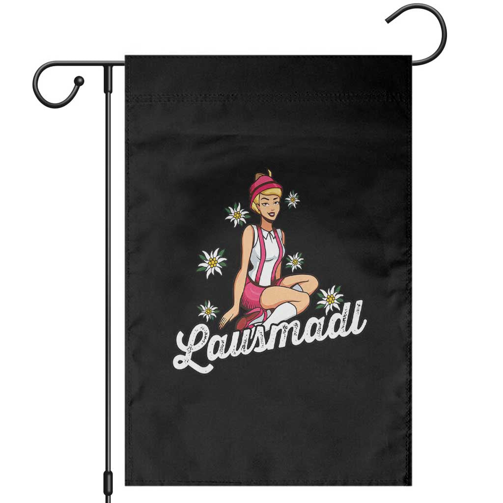Bavarian Pin Up Girl Lausmadl Garden Flag Oktoberfest Edelweiss Flowers - Wonder Print Shop