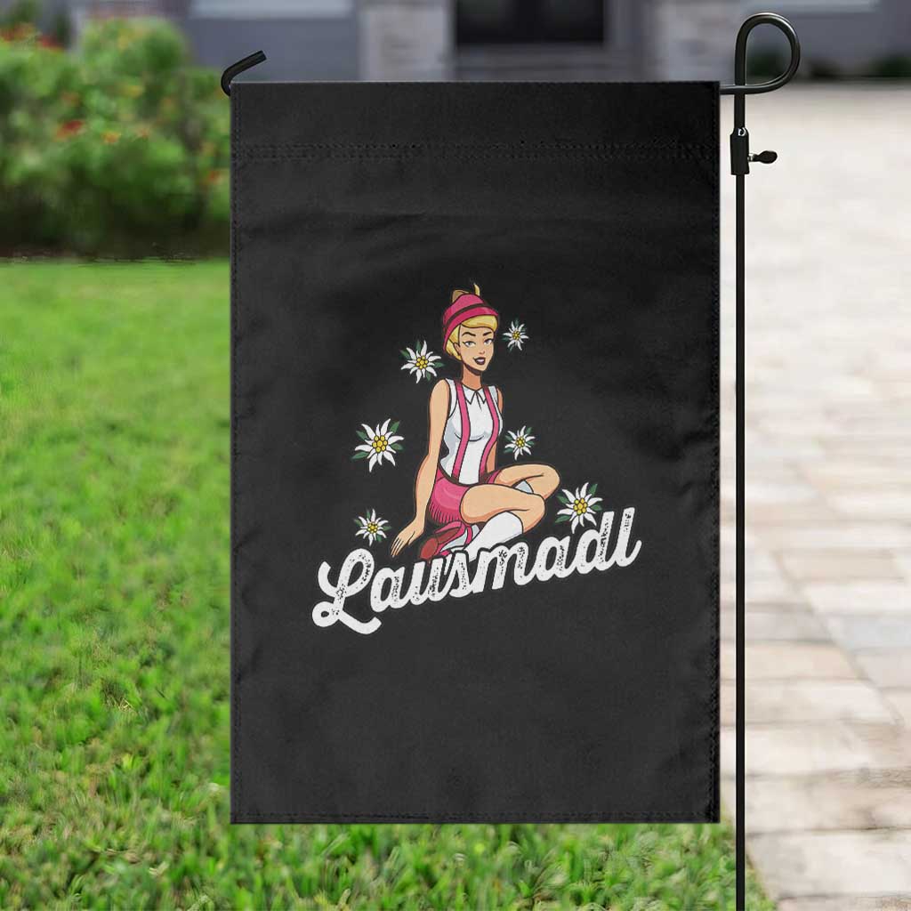 Bavarian Pin Up Girl Lausmadl Garden Flag Oktoberfest Edelweiss Flowers - Wonder Print Shop