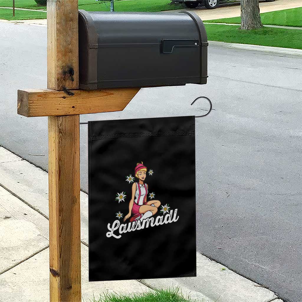 Bavarian Pin Up Girl Lausmadl Garden Flag Oktoberfest Edelweiss Flowers - Wonder Print Shop