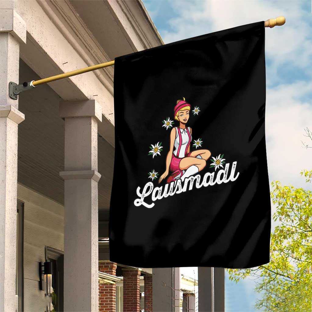 Bavarian Pin Up Girl Lausmadl Garden Flag Oktoberfest Edelweiss Flowers - Wonder Print Shop