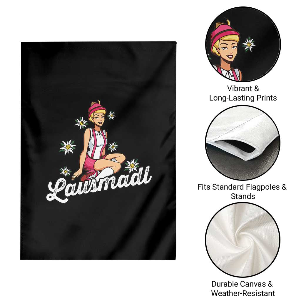 Bavarian Pin Up Girl Lausmadl Garden Flag Oktoberfest Edelweiss Flowers - Wonder Print Shop