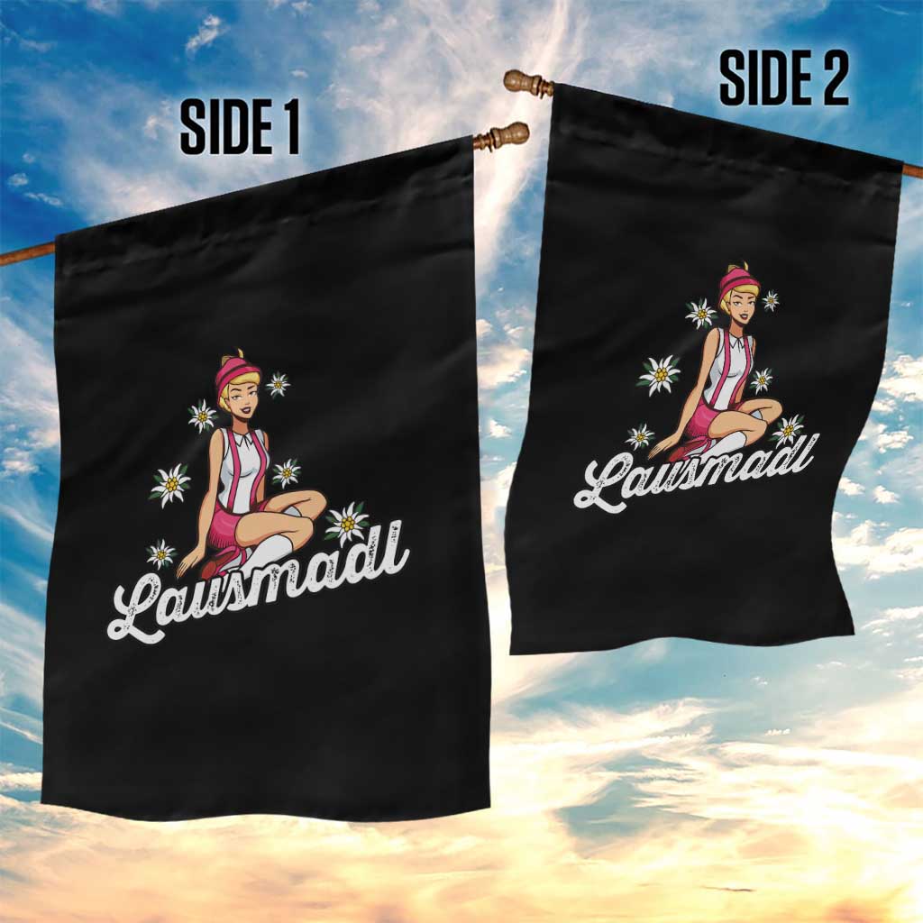 Bavarian Pin Up Girl Lausmadl Garden Flag Oktoberfest Edelweiss Flowers - Wonder Print Shop