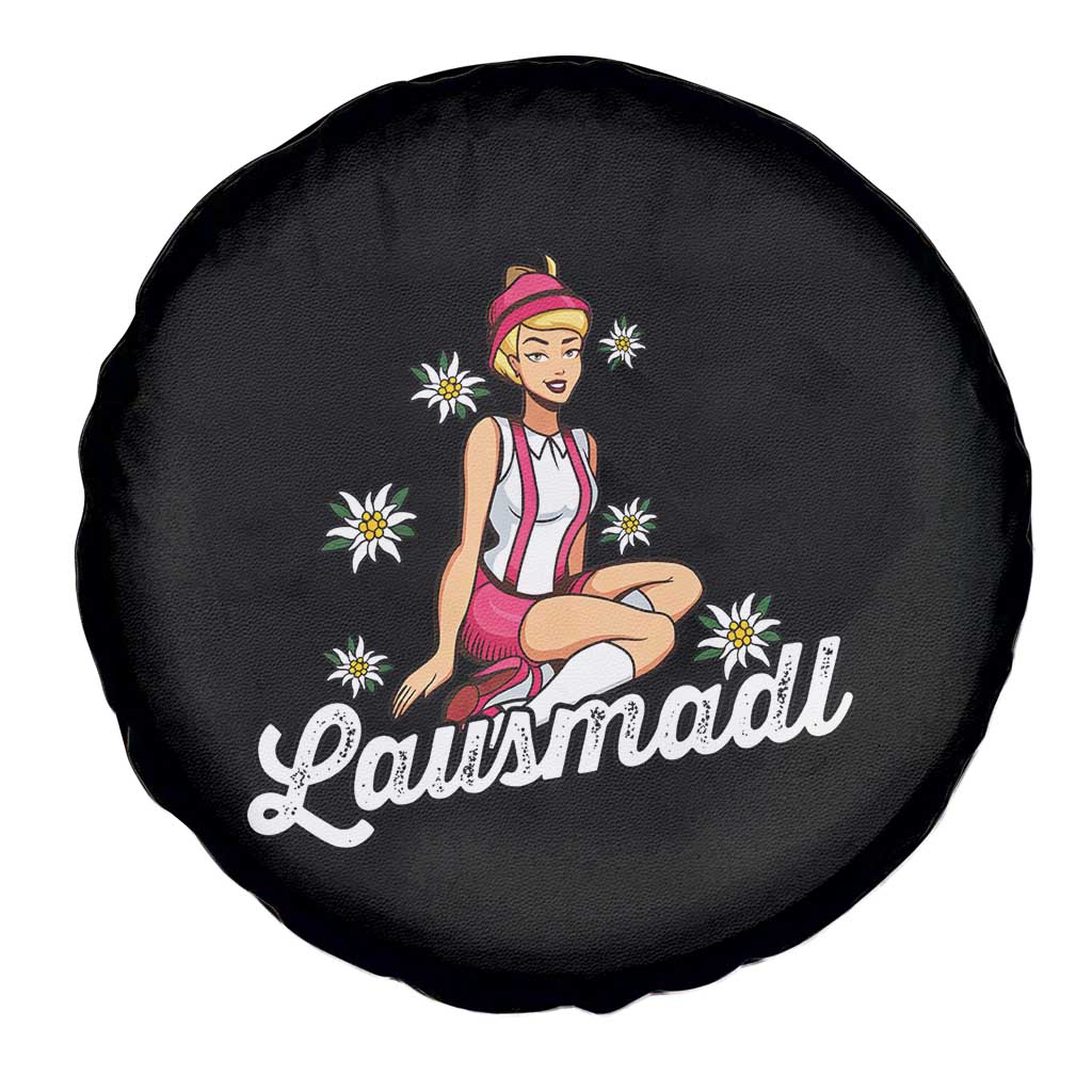 Bavarian Pin Up Girl Lausmadl Spare Tire Cover Oktoberfest Edelweiss Flowers - Wonder Print Shop