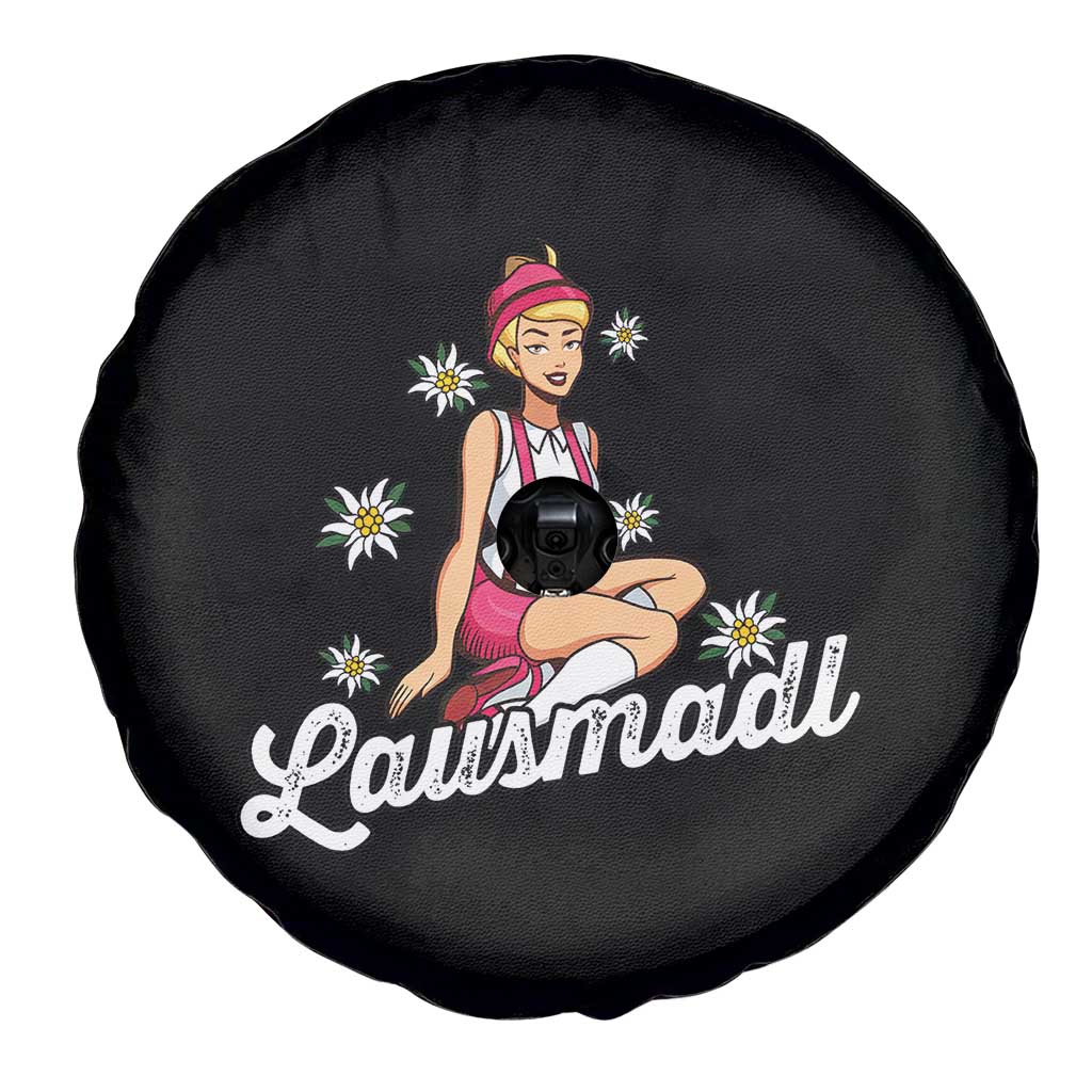 Bavarian Pin Up Girl Lausmadl Spare Tire Cover Oktoberfest Edelweiss Flowers - Wonder Print Shop