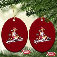Bavarian Pin Up Girl Lausmadl Ceramic Ornament Oktoberfest Edelweiss Flowers - Wonder Print Shop