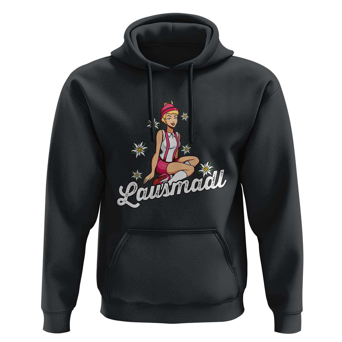 Bavarian Pin Up Girl Lausmadl Hoodie Oktoberfest Edelweiss Flowers - Wonder Print Shop