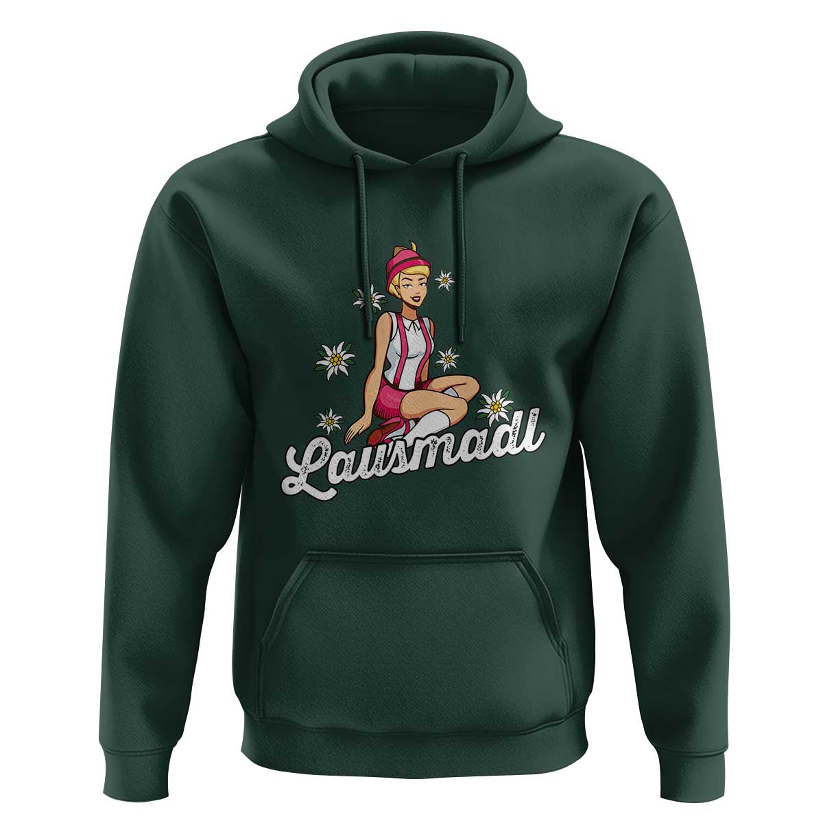 Bavarian Pin Up Girl Lausmadl Hoodie Oktoberfest Edelweiss Flowers - Wonder Print Shop