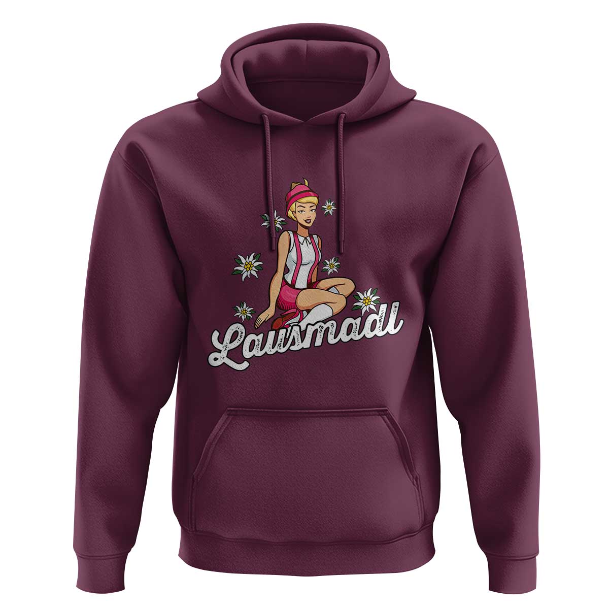 Bavarian Pin Up Girl Lausmadl Hoodie Oktoberfest Edelweiss Flowers - Wonder Print Shop