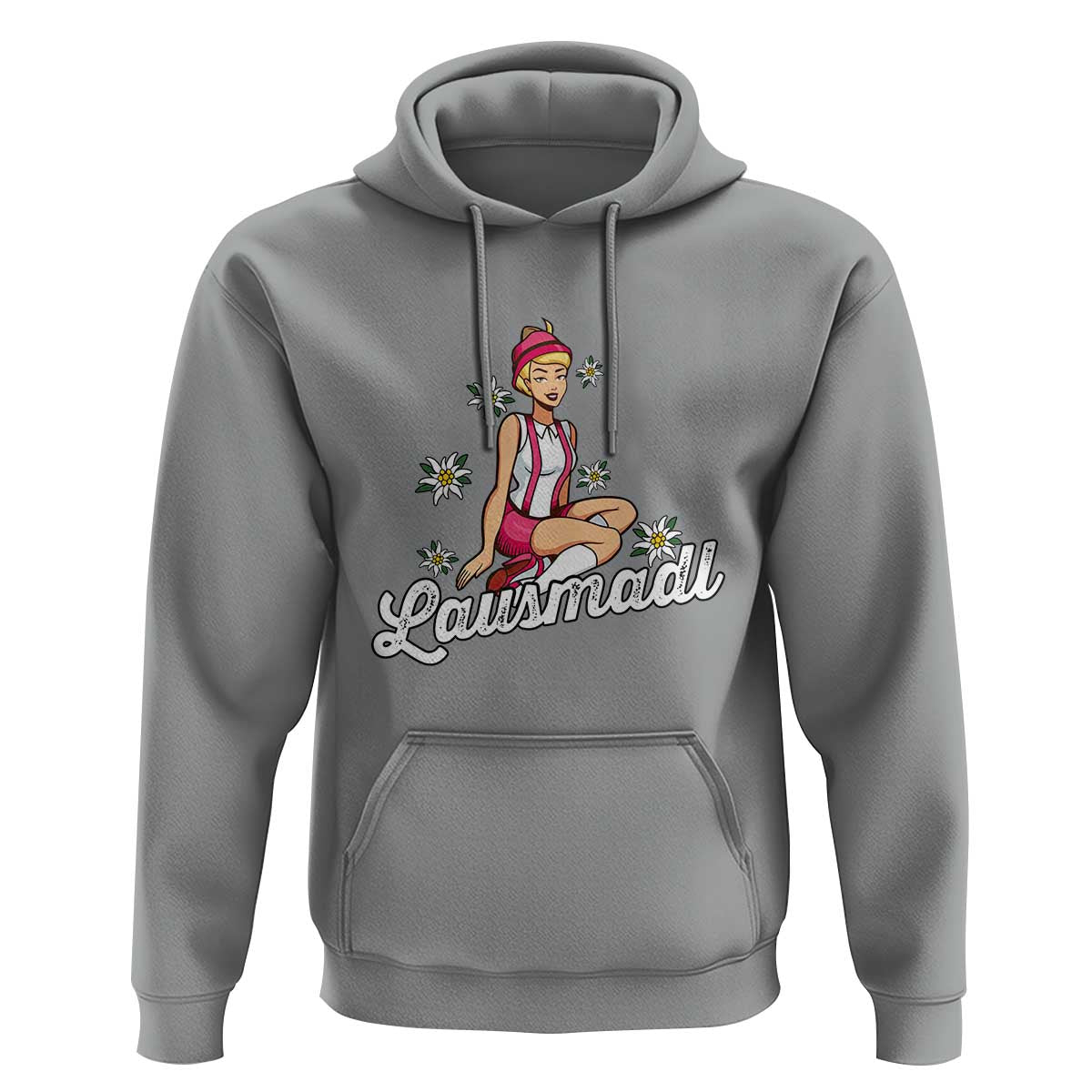 Bavarian Pin Up Girl Lausmadl Hoodie Oktoberfest Edelweiss Flowers - Wonder Print Shop