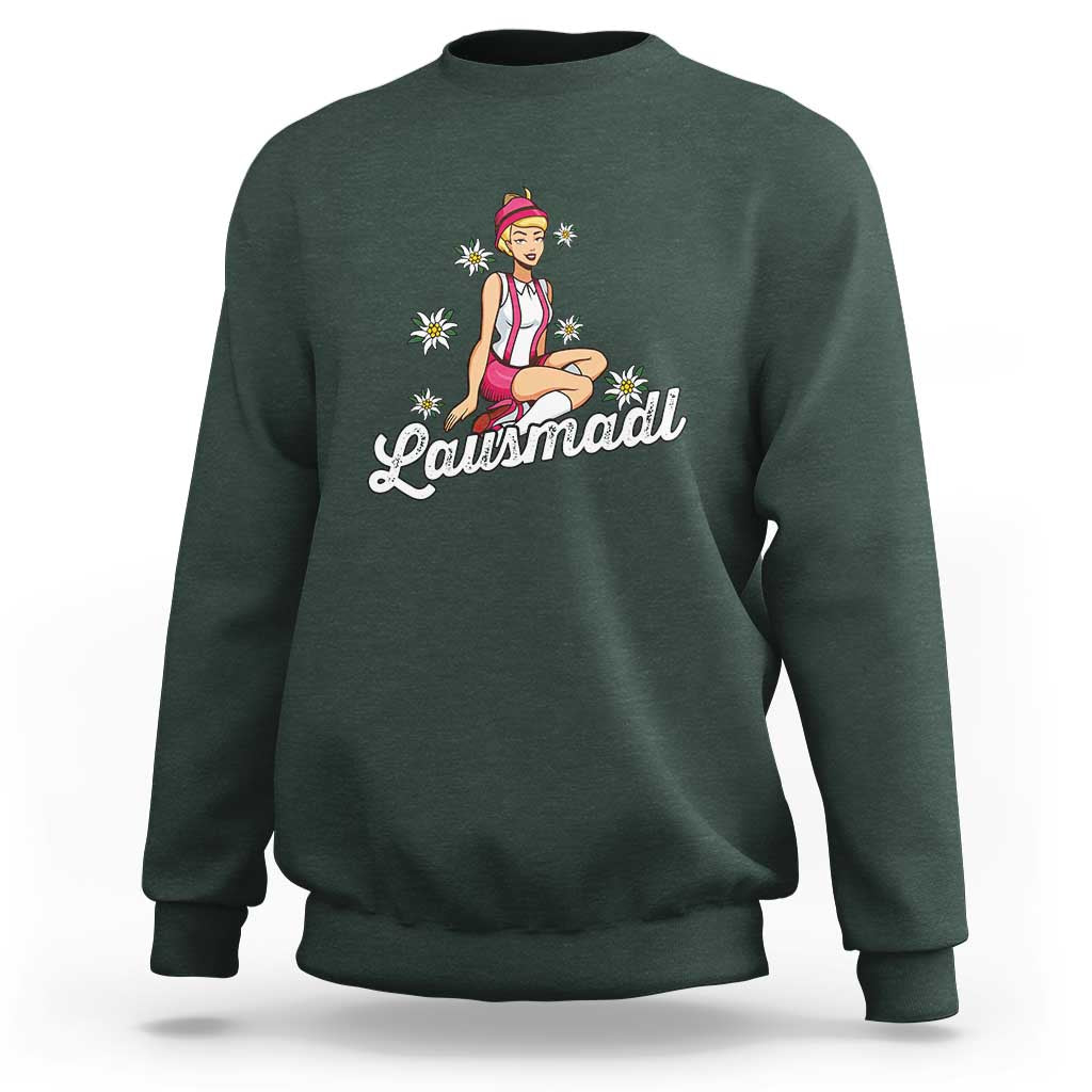 Bavarian Pin Up Girl Lausmadl Sweatshirt Oktoberfest Edelweiss Flowers - Wonder Print Shop