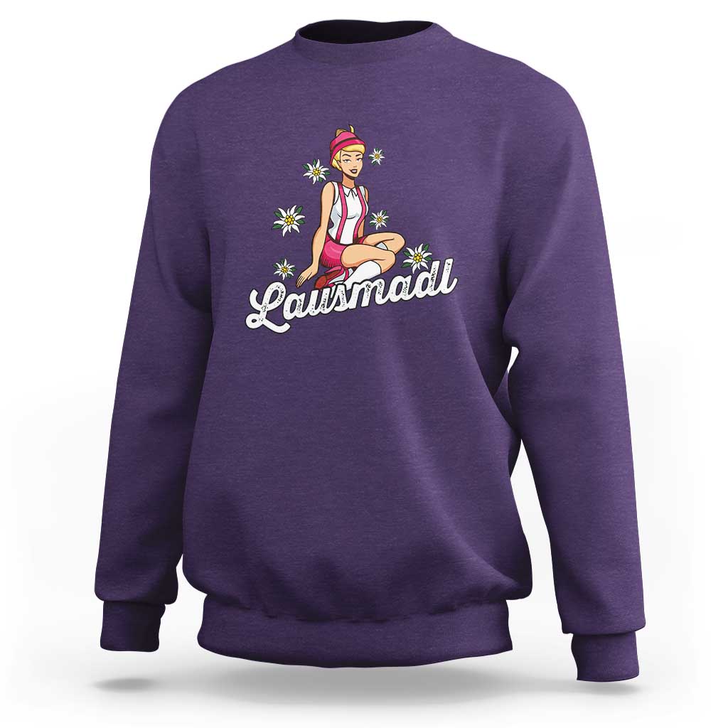 Bavarian Pin Up Girl Lausmadl Sweatshirt Oktoberfest Edelweiss Flowers - Wonder Print Shop
