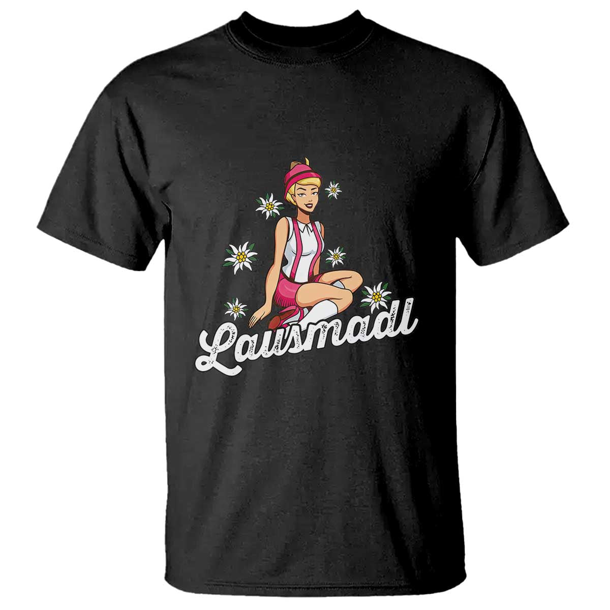 Bavarian Pin Up Girl Lausmadl T Shirt Oktoberfest Edelweiss Flowers - Wonder Print Shop