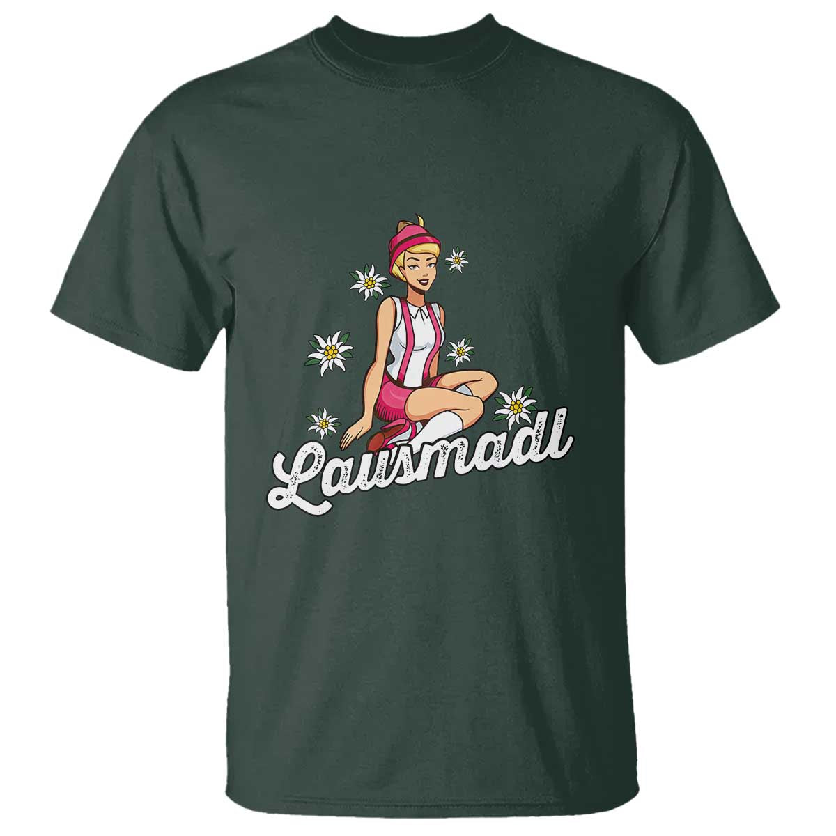 Bavarian Pin Up Girl Lausmadl T Shirt Oktoberfest Edelweiss Flowers - Wonder Print Shop