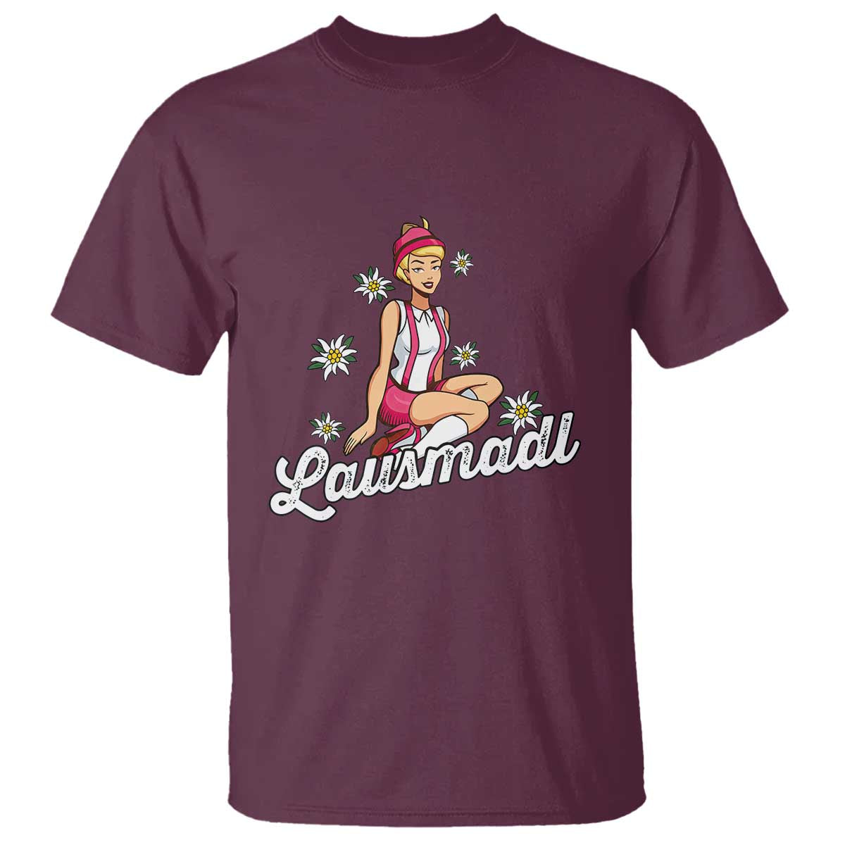 Bavarian Pin Up Girl Lausmadl T Shirt Oktoberfest Edelweiss Flowers - Wonder Print Shop