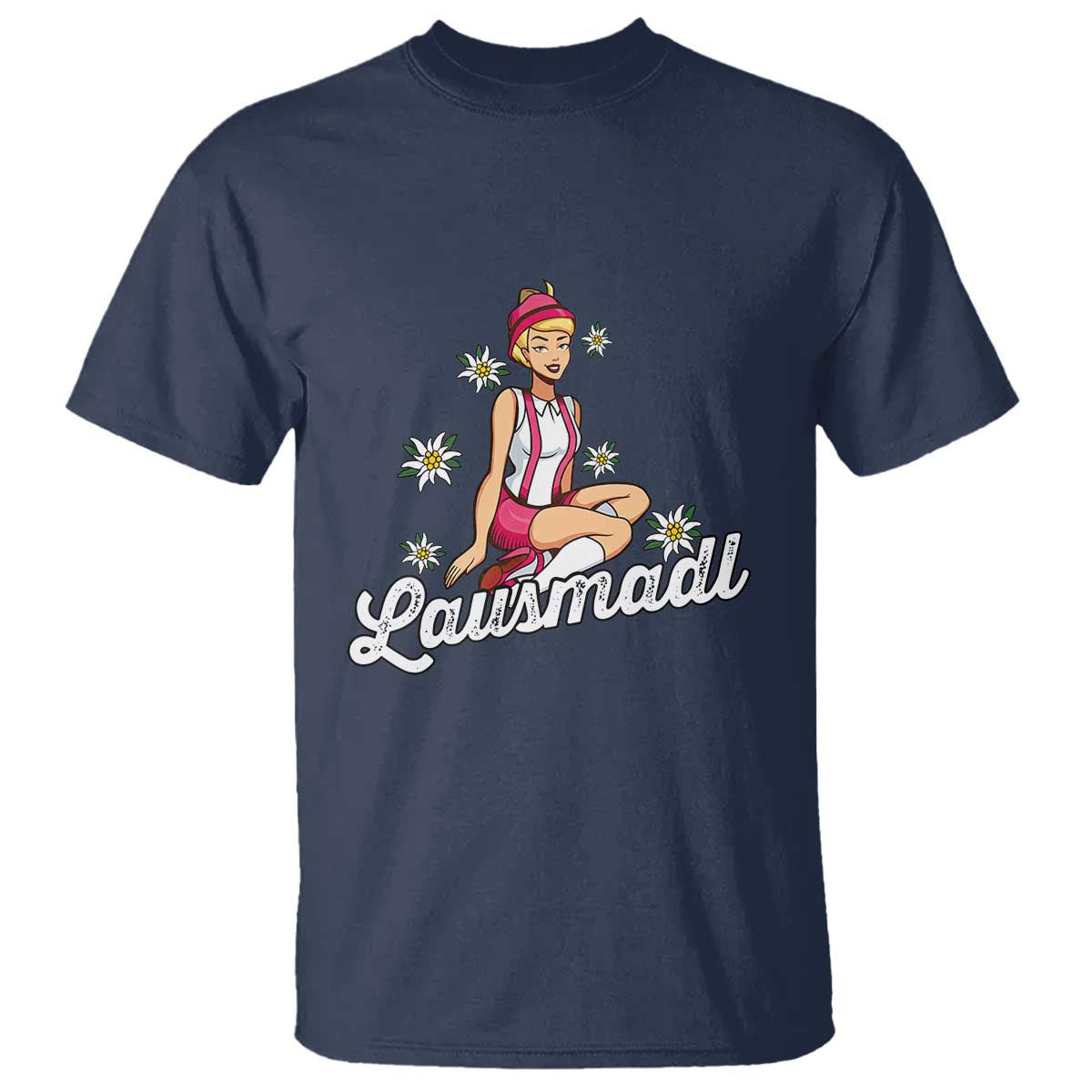 Bavarian Pin Up Girl Lausmadl T Shirt Oktoberfest Edelweiss Flowers - Wonder Print Shop