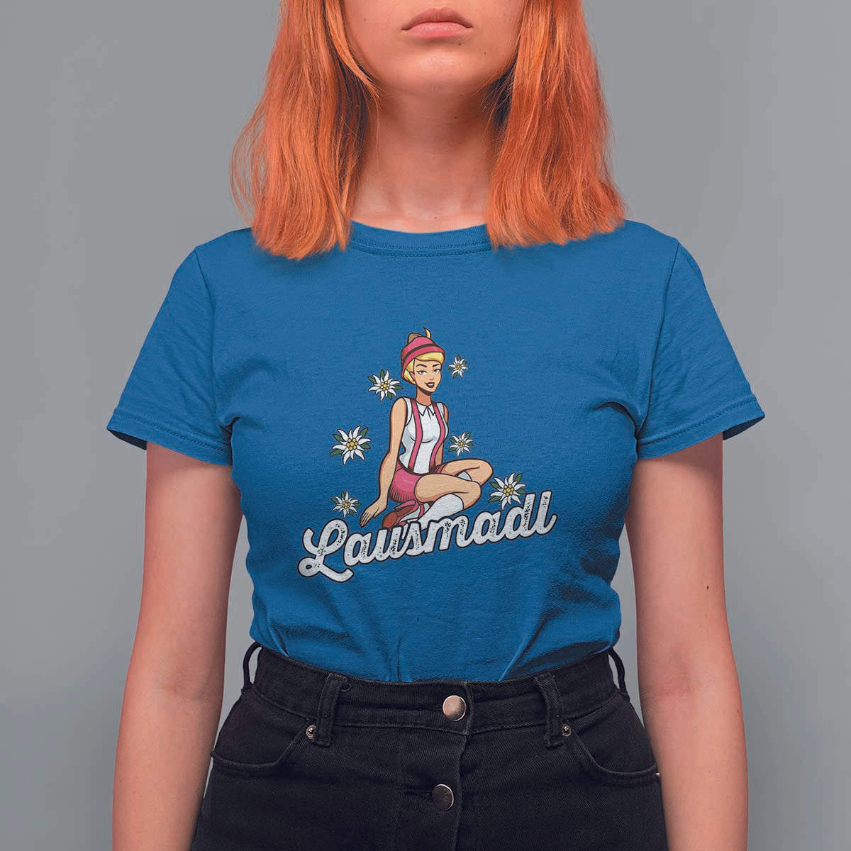 Bavarian Pin Up Girl Lausmadl T Shirt For Women Oktoberfest Edelweiss Flowers - Wonder Print Shop