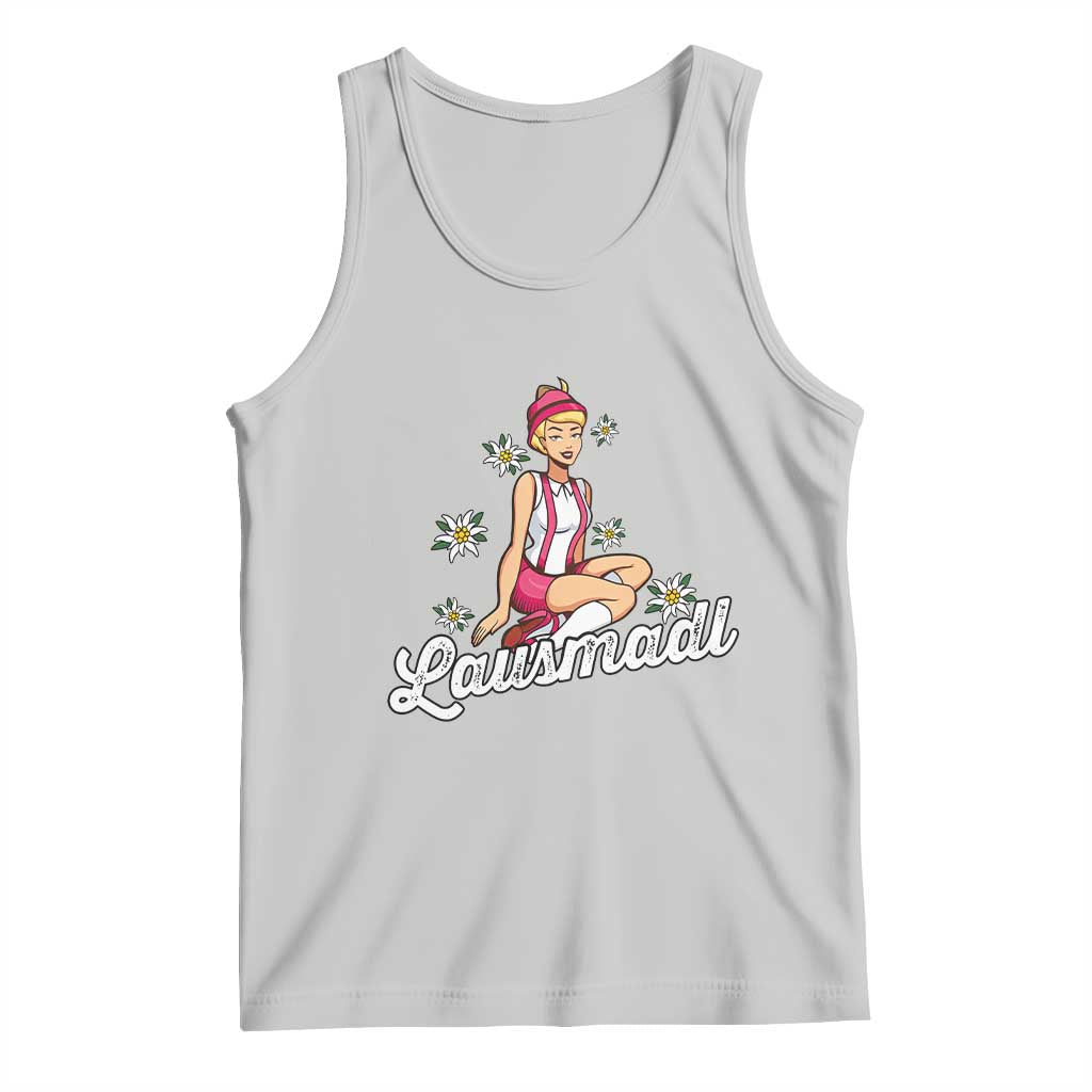 Bavarian Pin Up Girl Lausmadl Tank Top Oktoberfest Edelweiss Flowers - Wonder Print Shop