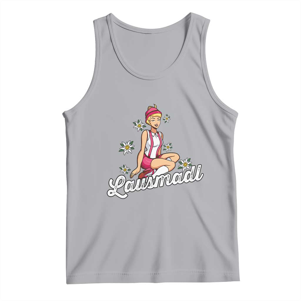Bavarian Pin Up Girl Lausmadl Tank Top Oktoberfest Edelweiss Flowers - Wonder Print Shop