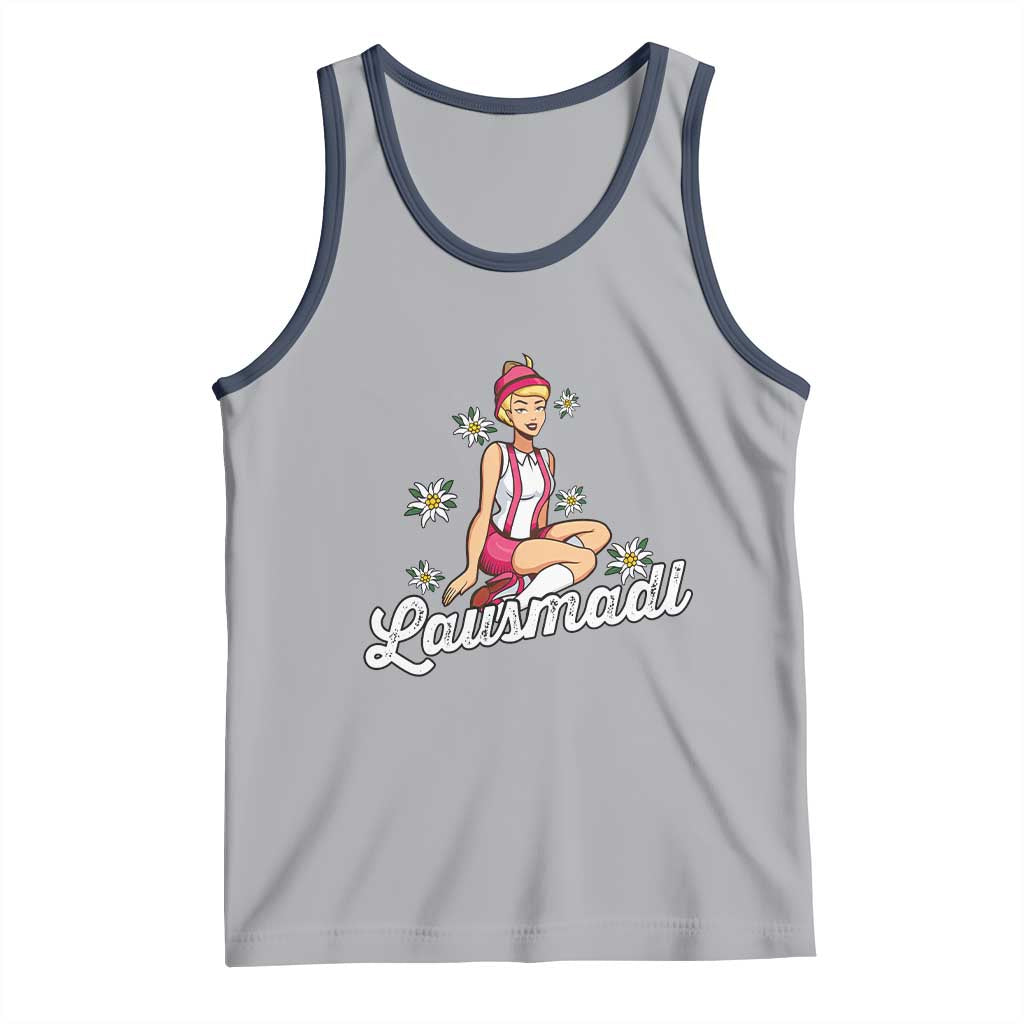 Bavarian Pin Up Girl Lausmadl Tank Top Oktoberfest Edelweiss Flowers - Wonder Print Shop