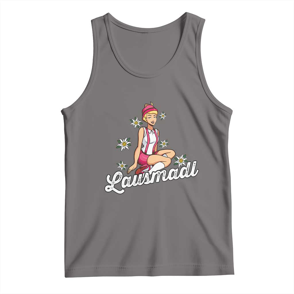 Bavarian Pin Up Girl Lausmadl Tank Top Oktoberfest Edelweiss Flowers - Wonder Print Shop