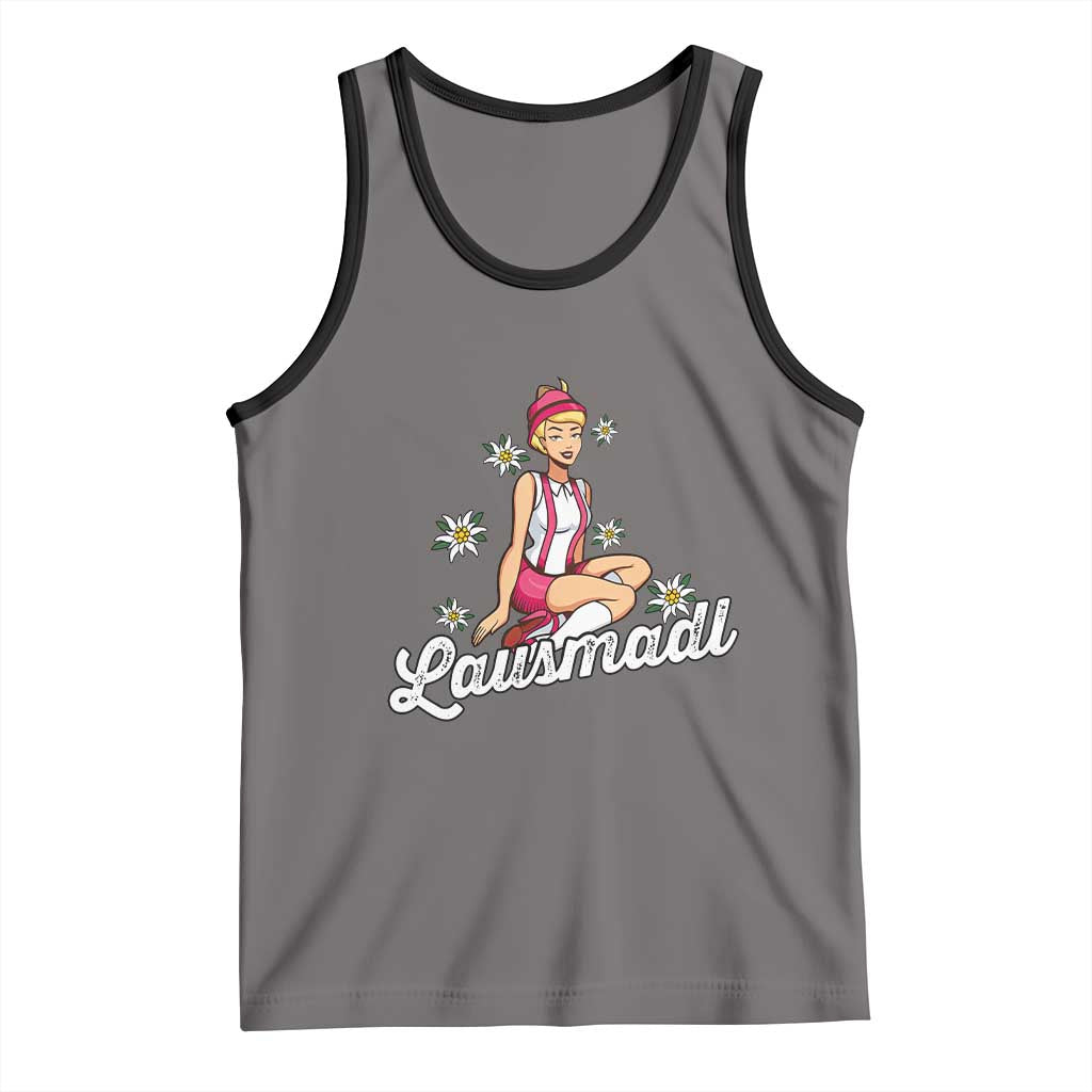 Bavarian Pin Up Girl Lausmadl Tank Top Oktoberfest Edelweiss Flowers - Wonder Print Shop