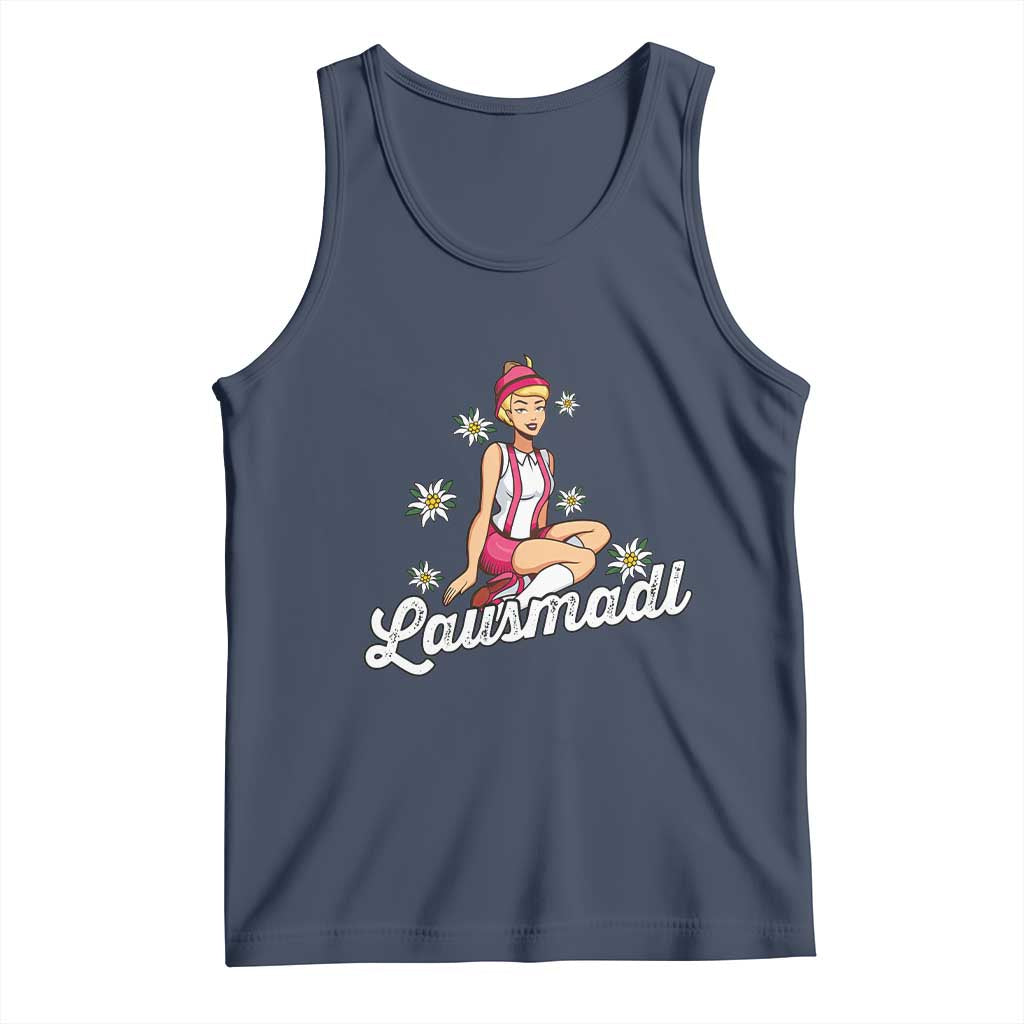 Bavarian Pin Up Girl Lausmadl Tank Top Oktoberfest Edelweiss Flowers - Wonder Print Shop