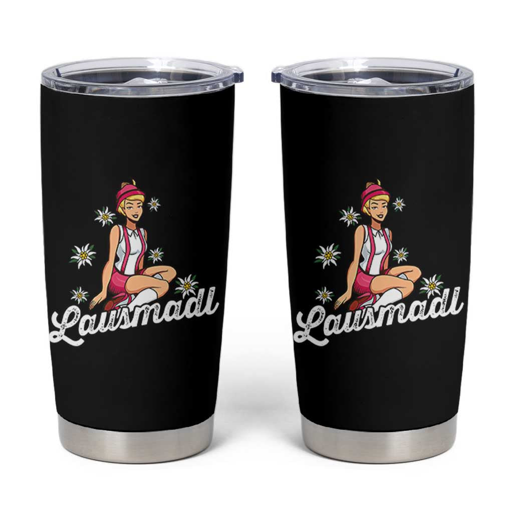 Bavarian Pin Up Girl Lausmadl Tumbler Cup Oktoberfest Edelweiss Flowers - Wonder Print Shop