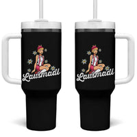 Bavarian Pin Up Girl Lausmadl Tumbler With Handle Oktoberfest Edelweiss Flowers - Wonder Print Shop